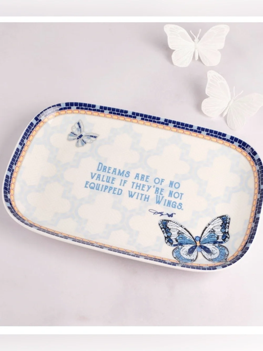NWT Dolly Parton Blue Butterfly Quote Serving Tray